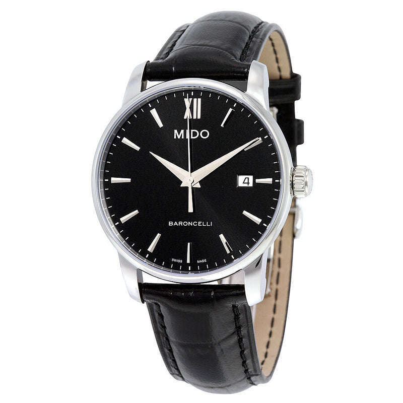 Mido Baroncelli Silver Dial Black Leather Men's Watch M0134101605100#M013.410.16.051.00 - Watches of America