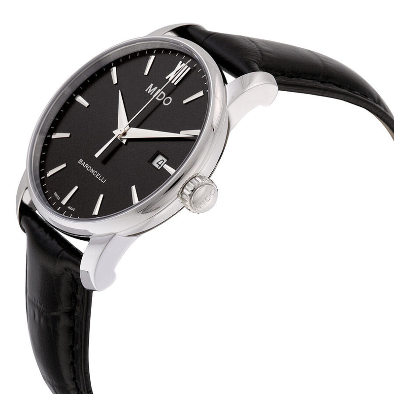 Mido Baroncelli Silver Dial Black Leather Men's Watch M0134101605100 #M013.410.16.051.00 - Watches of America #2