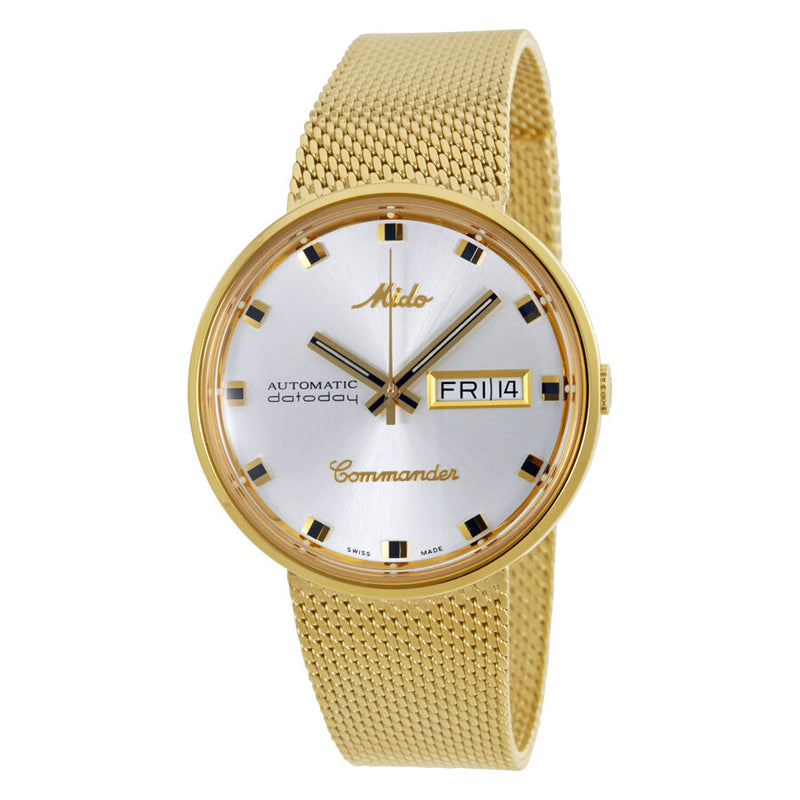 Mido Commander I Automatic Silver Dial Gold-tone Men's Watch #M842932113 - Watches of America