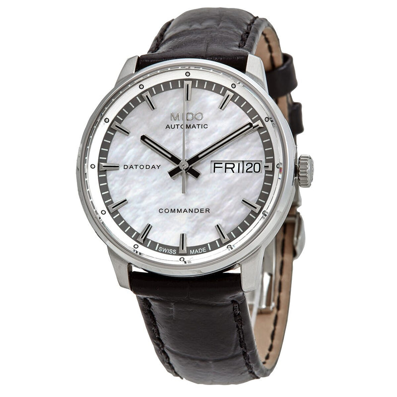 Mido Commander II Automatic White Mother of Pearl Dial Ladies Watch #M016.230.16.111.80 - Watches of America