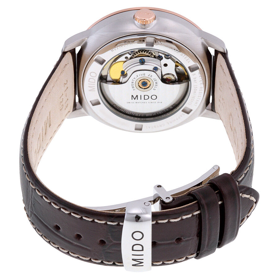 Mido Commander II Grey Dial Maroon Leather Men's Watch