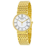 Mido Dorada White Dial Yellow Gold-tone Stainless Steel Ladies Watch #M11303261 - Watches of America