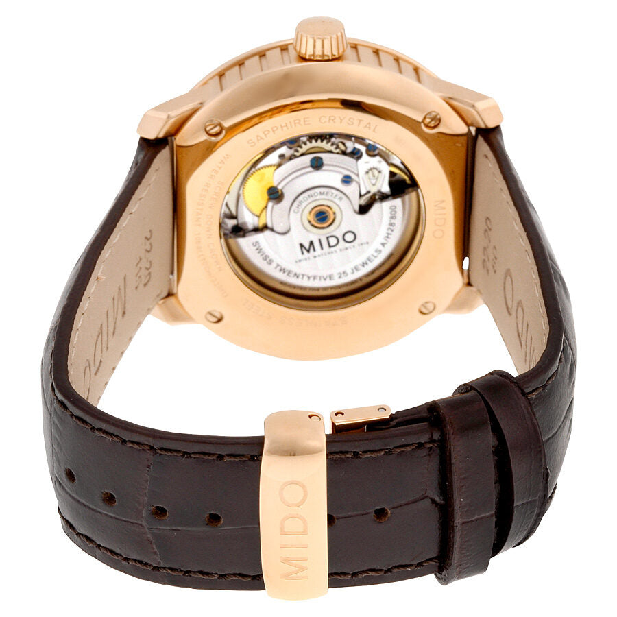 Mido Great Wall Automatic Black Dial Brown Leather Men's