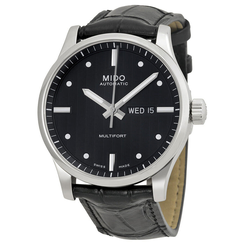 Mido Multifort Automatic Black Dial Black Leather Men's Watch M0054301603101#M005.430.16.031.01 - Watches of America