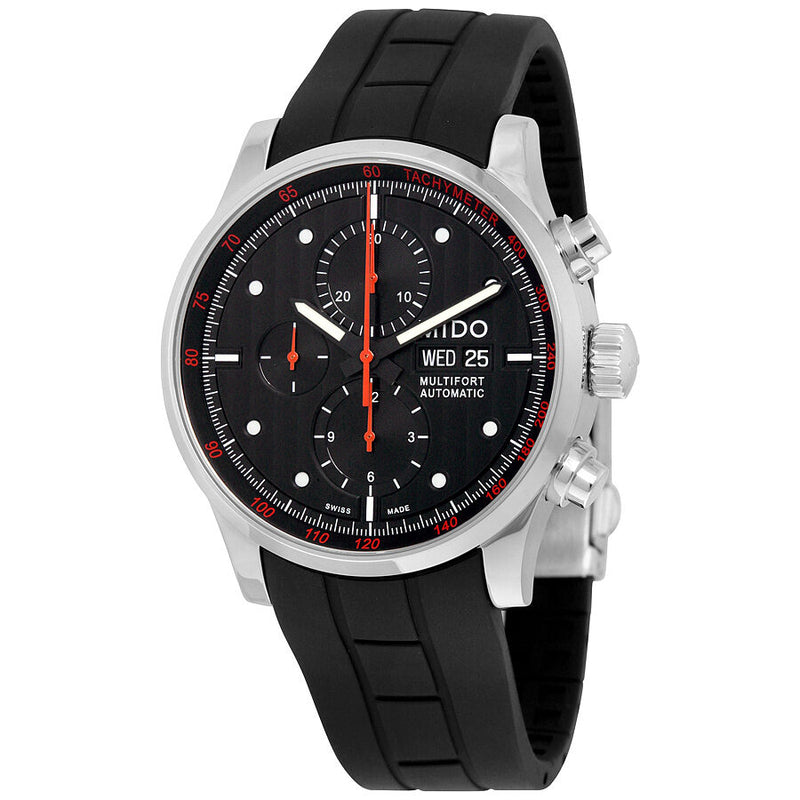 Mido Multifort Chronograph Automatic Black Dial Black Rubber Men's Watch #M005.614.17.051.09 - Watches of America