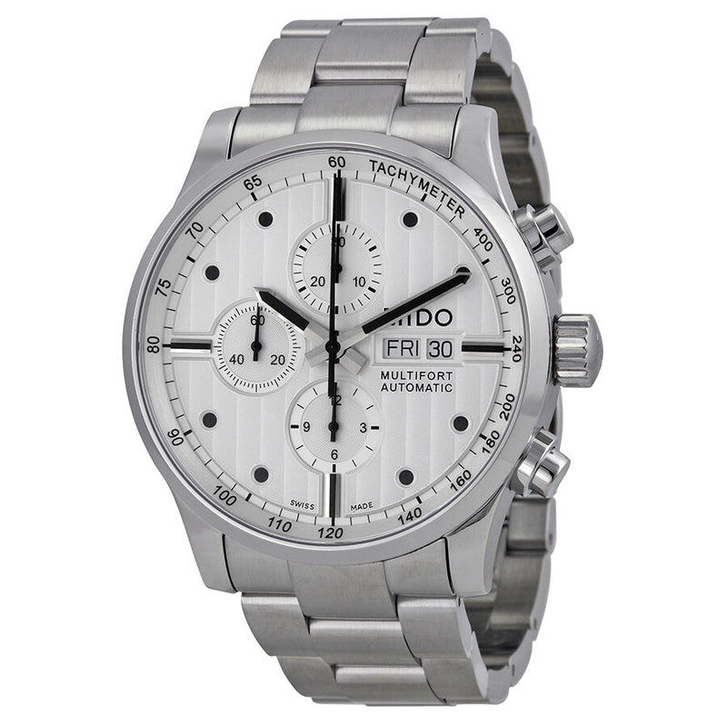Mido Multifort Chronograph Silver Dial Stainless Steel Men's Watch M0056141103100#M005.614.11.031.00 - Watches of America