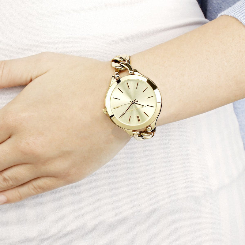 Michael Kors Slim Runway Champagne Dial Gold Ladies Watch MK3222 - Watches of America #3
