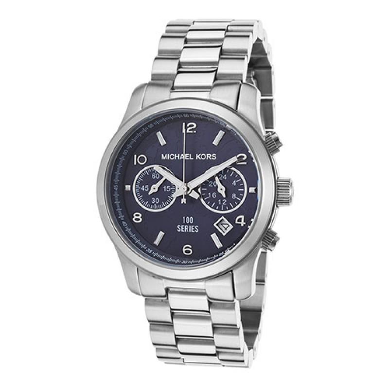Michael Kors Hunger Stop Chronograph Blue Dial Silver Ladies Watch MK5814 - Watches of America #2