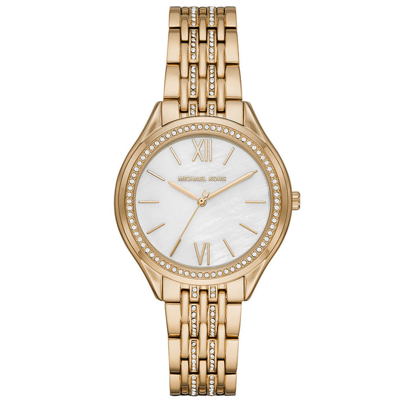 Michael Kors Mindy Reloj de cuarzo con esfera de nácar para mujer MK7076