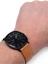 Skagen Rungsted Black Dial Tan Leather Men's Watch SKW6257