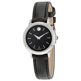 Movado 1881 Automatic  Black Dial Black Leather Ladies Watch #0606923 - Watches of America