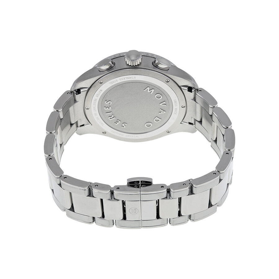 Movado 800 Reloj cron grafo de acero para hombre con esfera negra
