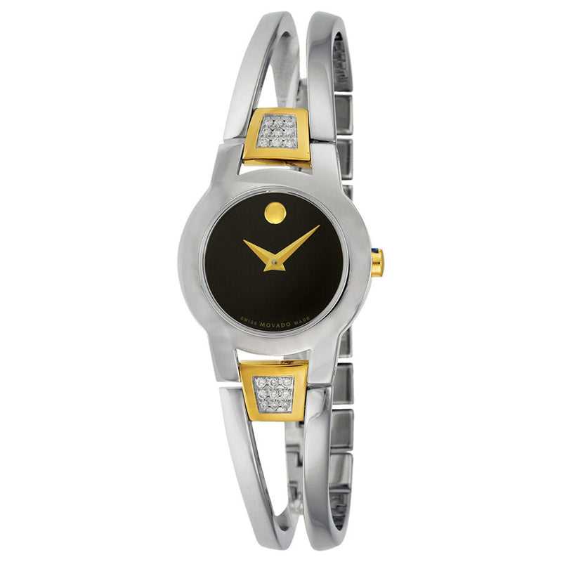 Movado Amorosa Quartz Black Dial Ladies Watch #0604983 - Watches of America