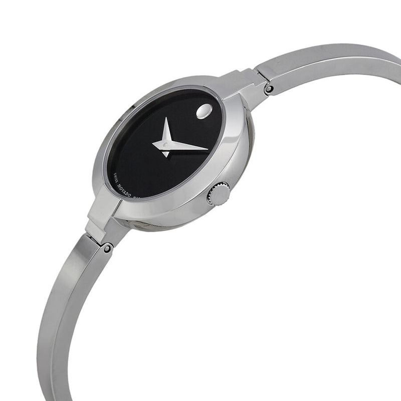 Movado Bela Black Dial Stainless Steel Bangle Ladies Watch #0606595 - Watches of America #2