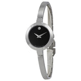 Movado Bela Black Dial Stainless Steel Bangle Ladies Watch #0606595 - Watches of America