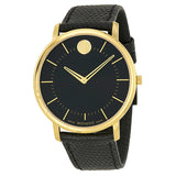 Movado Black Dial Black Leather Men's Watch #0606847 - Watches of America