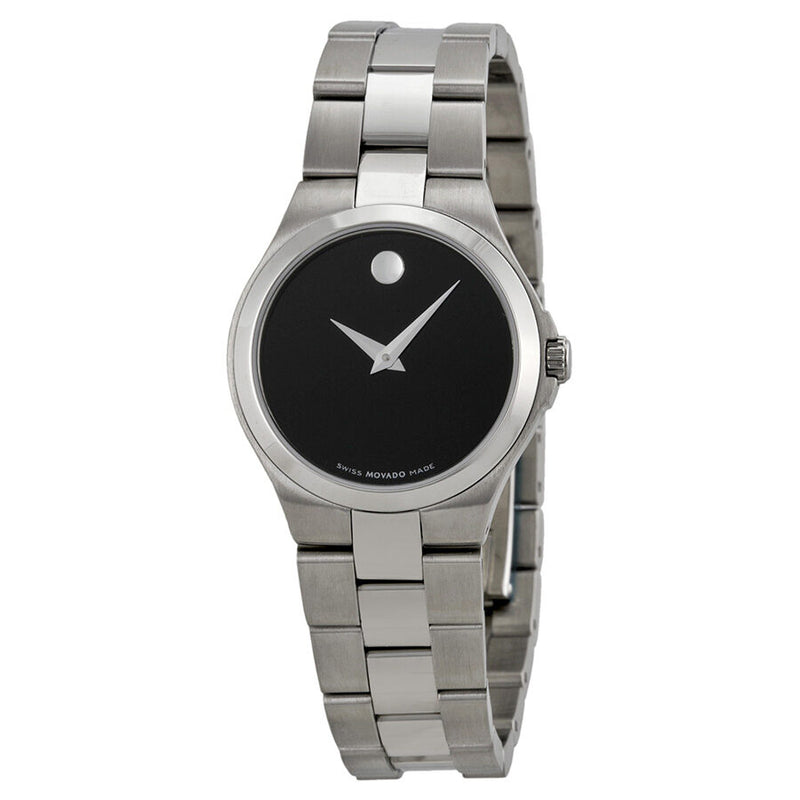 Movado Black Dial Stainless Steel Ladies Watch #0606558 - Watches of America