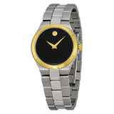 Movado Black Dial Two-Tone Stainless Steel Ladies Watch #0606560 - Watches of America