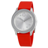 Movado Bold Active Silver Dial Red Silicone Ladies Watch with Interchangeable Strap #3600392 - Watches of America