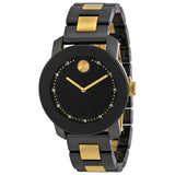 Movado Bold Black Dial Black Ceramic and Yellow Gold Ion-plated Ladies Watch #3600233 - Watches of America