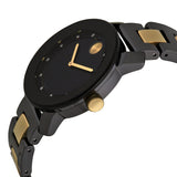 Movado Bold Black Dial Black Ceramic and Yellow Gold Ion-plated Ladies Watch #3600233 - Watches of America #2