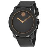 Movado Bold Black Dial Black Leather Men's Quartz Watch 3600297#527272 C8K02 7630 - Watches of America
