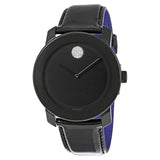 Movado Bold Black Dial Black Leather Unisex Watch #3600345 - Watches of America
