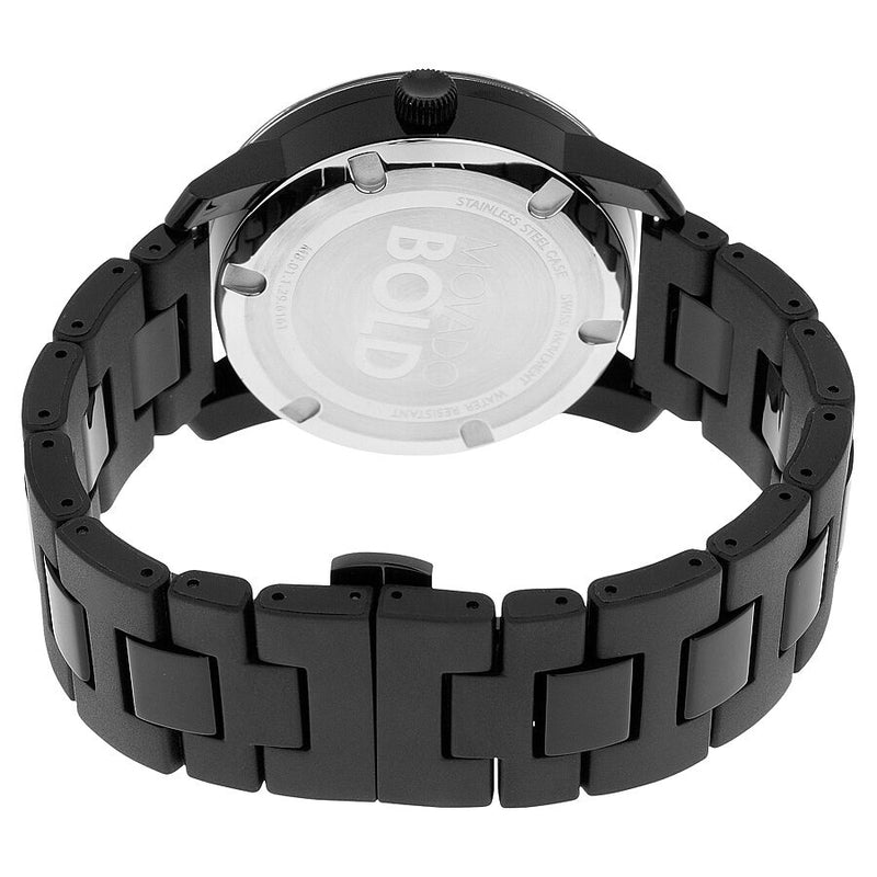 Movado Bold Black Dial Black Polyurethane and Stainless Steel Band Black Stainless Steel Case Unisex Quartz Watch #3600315 - Watches of America #3