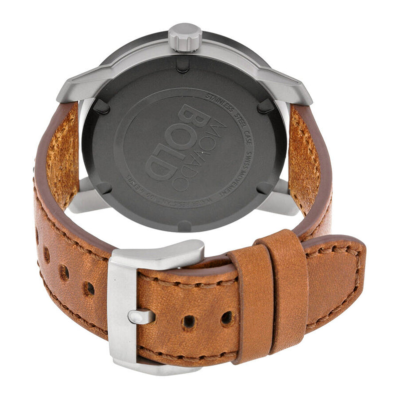 Movado Bold Black Honeycomb-Textured Dial Brown Leather Men's Watch #3600361 - Watches of America #3