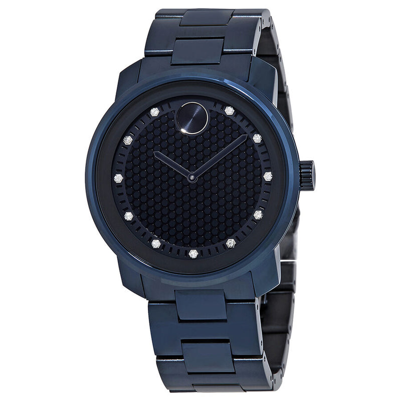 Movado Bold Blue Honeycomb Diamond Dial Men's Watch #3600450 - Watches of America