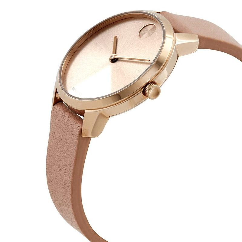 Movado Bold Carnation Gold Dial Pink Leather Ladies Watch #3600594 - Watches of America #2