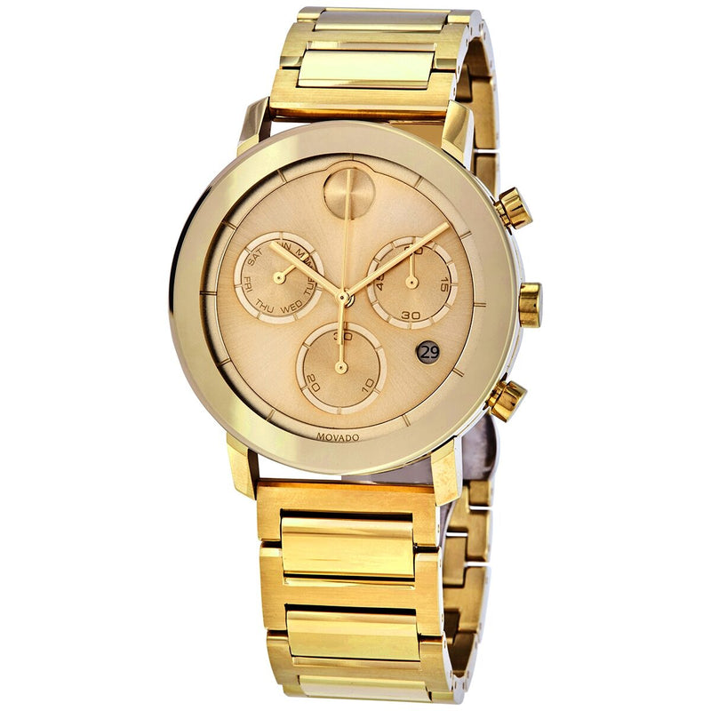 Movado Bold Chronograph Quartz Gold Dial Men's Watch #3600682 - Watches of America