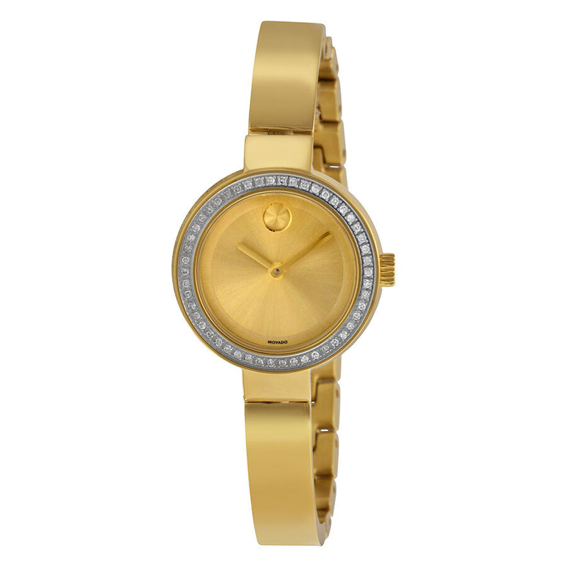 Movado Bold Dot Gold Dial Yellow Gold-plated Ladies Watch #3600322 - Watches of America