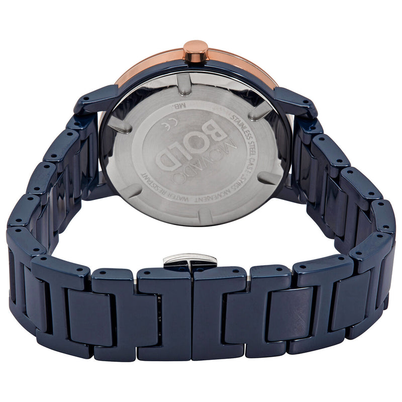 Movado BOLD Evolution Quartz Navy Dial Blue Ceramic Ladies Watch #3600708 - Watches of America #3