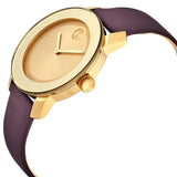 Movado Bold Gold Sunray Dial Burgundy Leather Ladies Watch #3600456 - Watches of America #2
