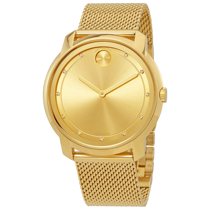 Movado Bold Gold Sunray Dial Unisex Watch #3600460 - Watches of America