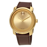 Movado Bold Gold Dial Brown Leather Men's Watch #3600399 - Watches of America