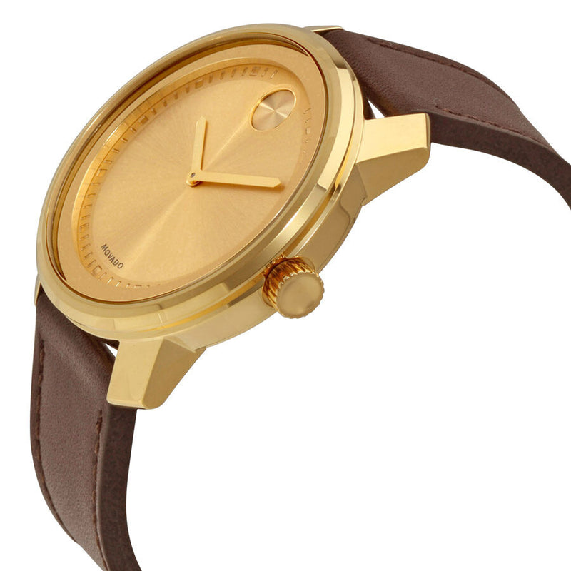 Movado Bold Gold Dial Brown Leather Men's Watch #3600399 - Watches of America #2