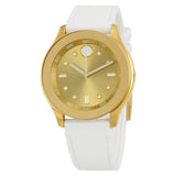 Movado Bold Gold Dial White Silicone Ladies Watch #3600410 - Watches of America
