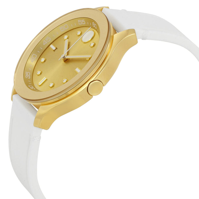 Movado Bold Gold Dial White Silicone Ladies Watch #3600410 - Watches of America #2