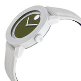 Movado Bold Green Dial White Leather Strap Ladies Watch #3600051 - Watches of America #2