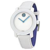 Movado Bold Light Blue Accent White Leather Ladies Watch #3600178 - Watches of America