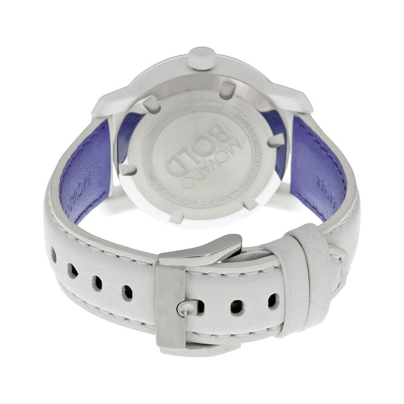 Movado Bold Light Blue Accent White Leather Ladies Watch #3600178 - Watches of America #3