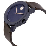 Movado Bold Navy Blue Sunray Dial Brown Leather Men's Watch #3600461 - Watches of America #2