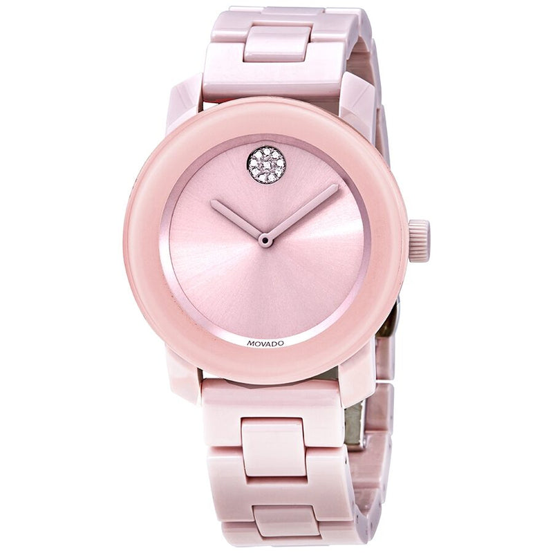 Movado Bold Pink Crystal Dial Ladies Watch #3600536 - Watches of America