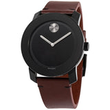 Movado Bold Quartz Black Dial Oxblood Leather Men's Watch #3600602 - Watches of America