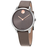 Movado Bold Quartz Grey Dial Grey Leather Ladies Watch #3600593 - Watches of America