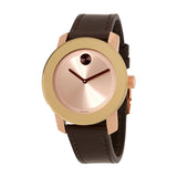 Movado Bold Rose Dial Brown Leather Ladies Watch #3600380 - Watches of America