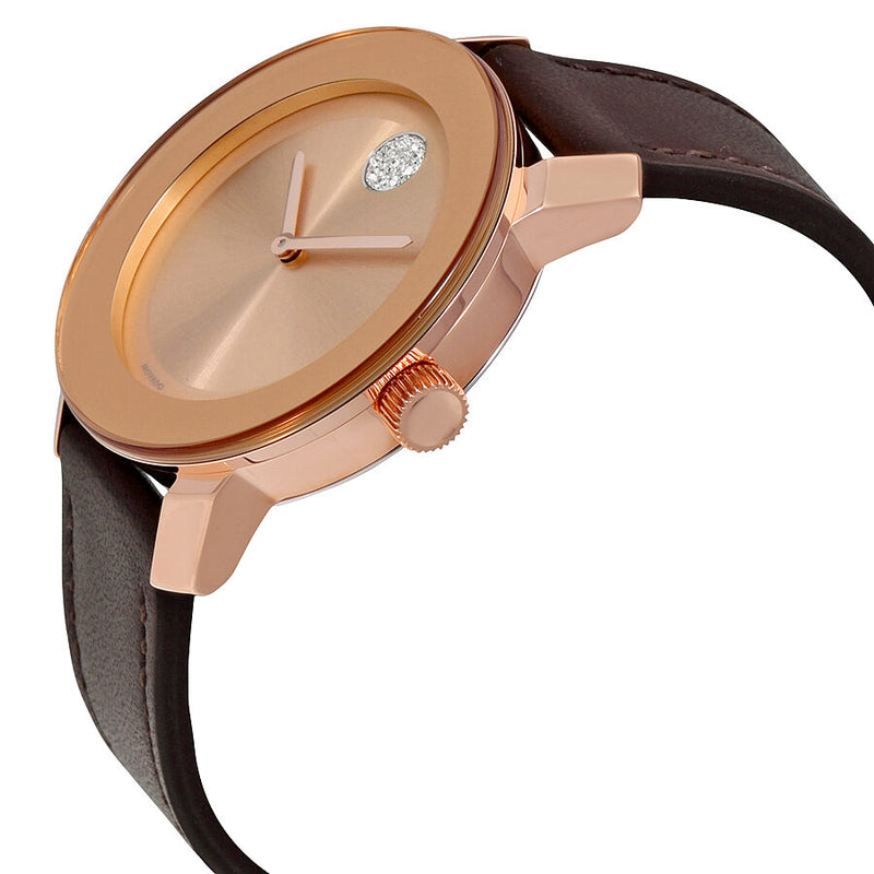 Movado Bold Rose Dial Brown Leather Unisex Watch #3600395 - Watches of America #2