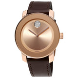Movado Bold Rose Dial Brown Leather Unisex Watch #3600395 - Watches of America
